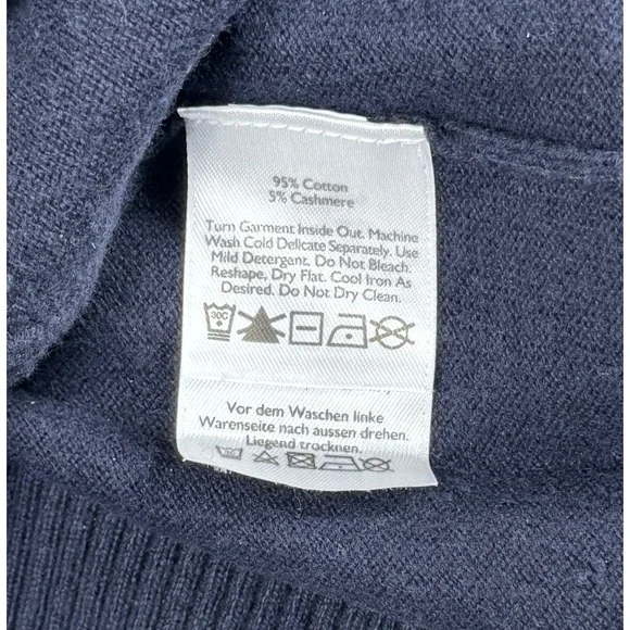 Eddie Bauer Cotton Cashmere Sweater Vest Layering Academia Preppy Men Blue Large - Picture 4 of 6